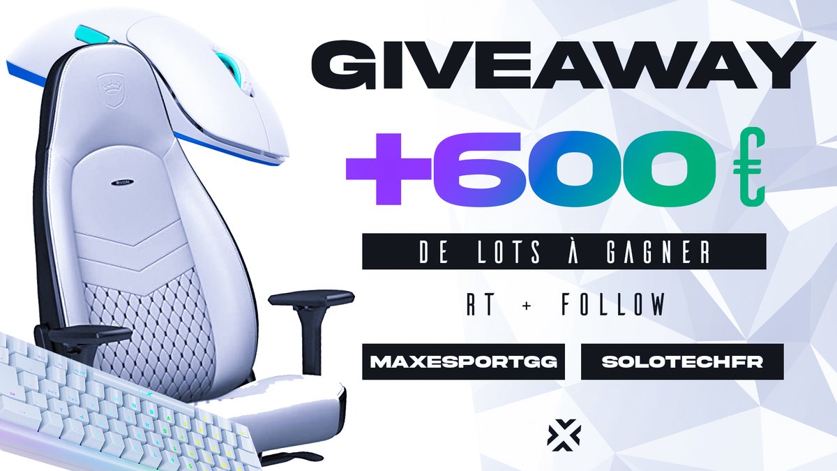 🎁CONCOURS🎁

Tente de gagner un siège NobleChairs Icon OU un clavier Xtrfy K5 OU une souris Xtrfy M8 !

Tout les produits dispo ici 👉maxesport.gg/fr/?aff=solote…

✅FOLLOW <a href="/SoloTechFr/">SoloTech</a> &amp; <a href="/MaxEsportGG/">MAXESPORT</a> 
✅RETWEET
✅MENTIONNE 2 amis

☘️ 3 gagnants (1 par lot) par tirage au sort le 24/12