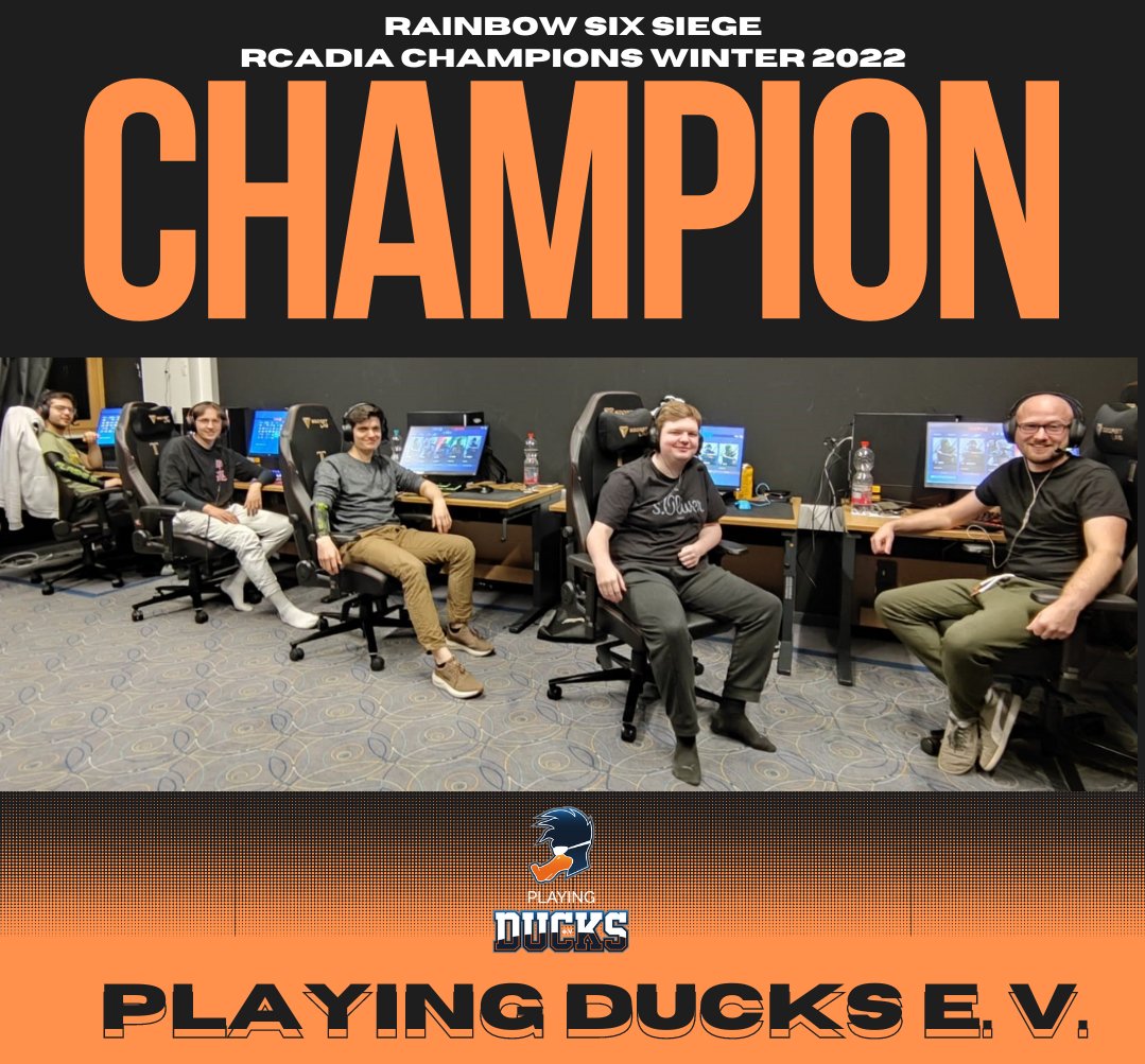 Playing-Ducks e. V. 🇩🇪🦆 (@playingducks) on Twitter photo 🏆 <a href="/RainbowSixDE/">Rainbow Six Siege DE</a> <a href="/rcadia_official/">RCADIA</a> Champions Winter 2022 die <a href="/PlayingDucks/">Playing-Ducks e. V. 🇩🇪🦆</a> ! Geile Performance, super Leistung! GG 🦆👊😎 🏆 <a href="/RainbowSixDE/">Rainbow Six Siege DE</a> <a href="/rcadia_official/">RCADIA</a> Champions Winter 2022 die <a href="/PlayingDucks/">Playing-Ducks e. V. 🇩🇪🦆</a> ! Geile Performance, super Leistung! GG 🦆👊😎