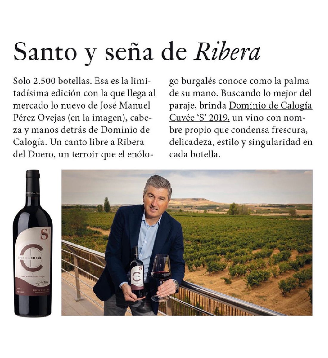 perezovejas's tweet photo. Artículo sobre DOMINIO DE CALOGÍA en GOURMET MAGAZINE. Diciembre 2022.

Seguimos cosechando reconocimientos. 

#dominiodecalogia
#bodegaboutique
#grandesvinos
#riberadelduero
#roadeduero
#gourmetmagazine https://t.co/tXWzzvLytD