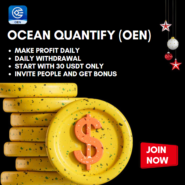 Join the Ocean Quantify community to take daily withdrawals! Start with only $30 USDT!! Invite people for bonuses!!!

Register: h5.oentoken.com/user/reg?uid=J…
Info: t.me/OceanQuantifyC…