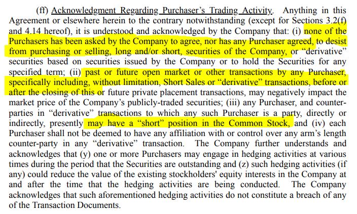 2020Fundamental's tweet photo. @RySpangler @MidwestHedgie @QCMFunds @direports 
Is the below language from the $SAVA prospectus not unusual? Why explicitly spell it out? Not often seen? Will the next 13-F filing per 31-Dec show EcoR1 still owning the shares? Unclear as well if they bought to cover a short position. https://t.co/CzOwlMfMOT