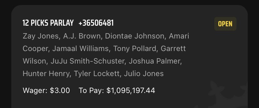 5DollarMan Million Dollar Challenge. These are anytime TD scorers on DK. If it hits I will give away $100,000. Must like and RT. LETS GO! #gamblingtwitter