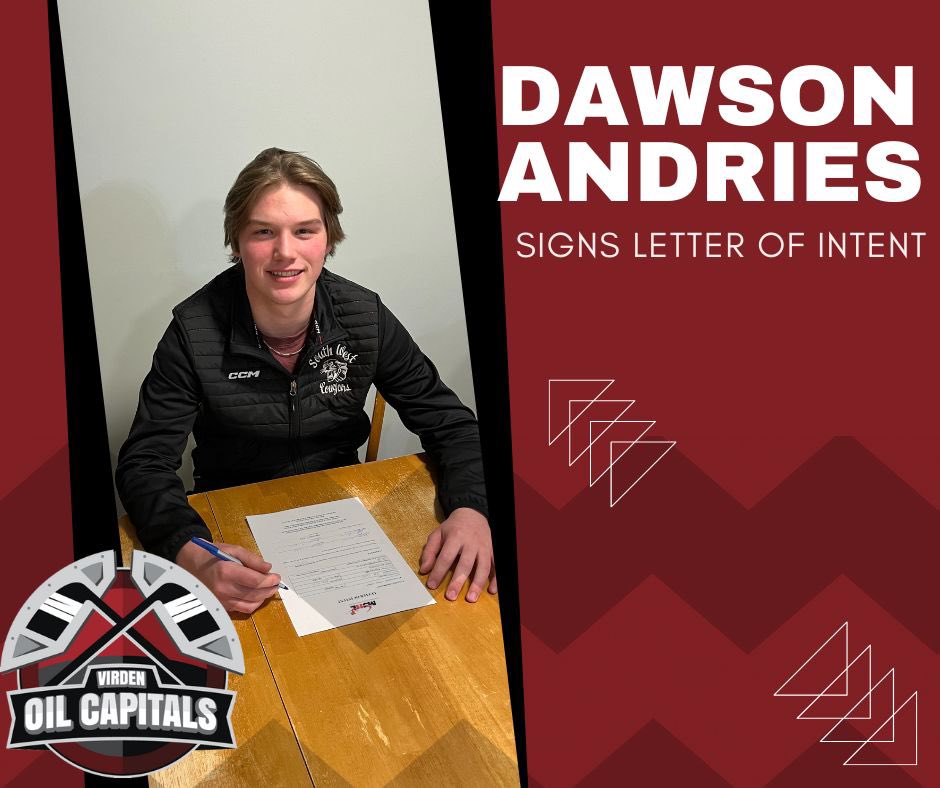 Dawson Andries signs Letter of Intent for the 2023-2024 hockey season! 

Head over to the Oil Caps website to read more!! 
<a href="/mjhlhockey/">MJHL</a> <a href="/VirdenTown/">Town of Virden</a>