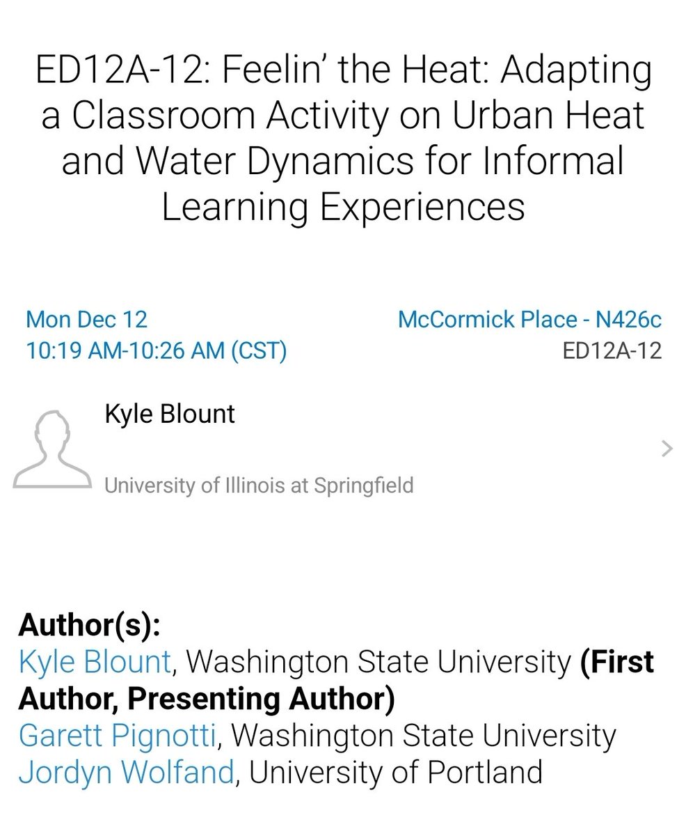 hydro_kyleb's tweet photo. Tomorrow I'll be sharing about work @pigyachty, @JWolfand &amp; I have done on developing an quantitative ET lab and informal urban heat demo (w/ @OMSI Sci Comm Fellows Program). 10:15 in N246c. https://t.co/oAQy0vCdMU