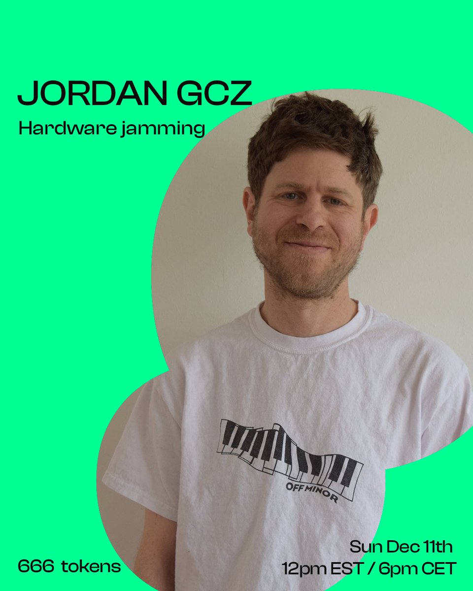 REMINDER!  Jordan GCZ (@jujujordash) will be live on Echio today at 6pm CET / 12pm EST for a hardware jamming and improv 101 workshop! 

Join Jordan live here: echio.co/session/lLTqhO…