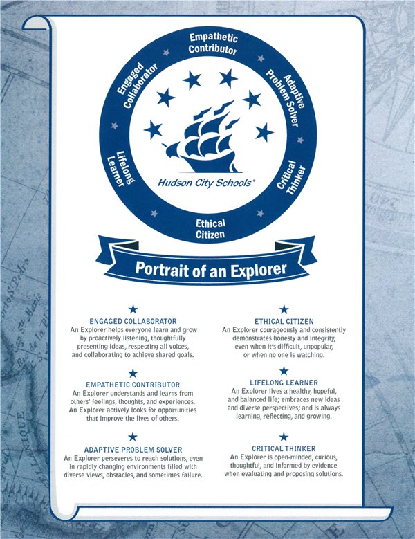 Explorers—we have 5 instructional days left in the quarter and semester. We also have spirit week this week with Monday being our 3rd POE day!  Wear your T-Shirts! (Ethical Citizen)

Tu- Cozy Comfort/PJ Day
W -  Holiday Hat
Th- Ugly Sweater
F- Snowed in Whiteout
<a href="/HudsExplorerSup/">DanaAddis</a>