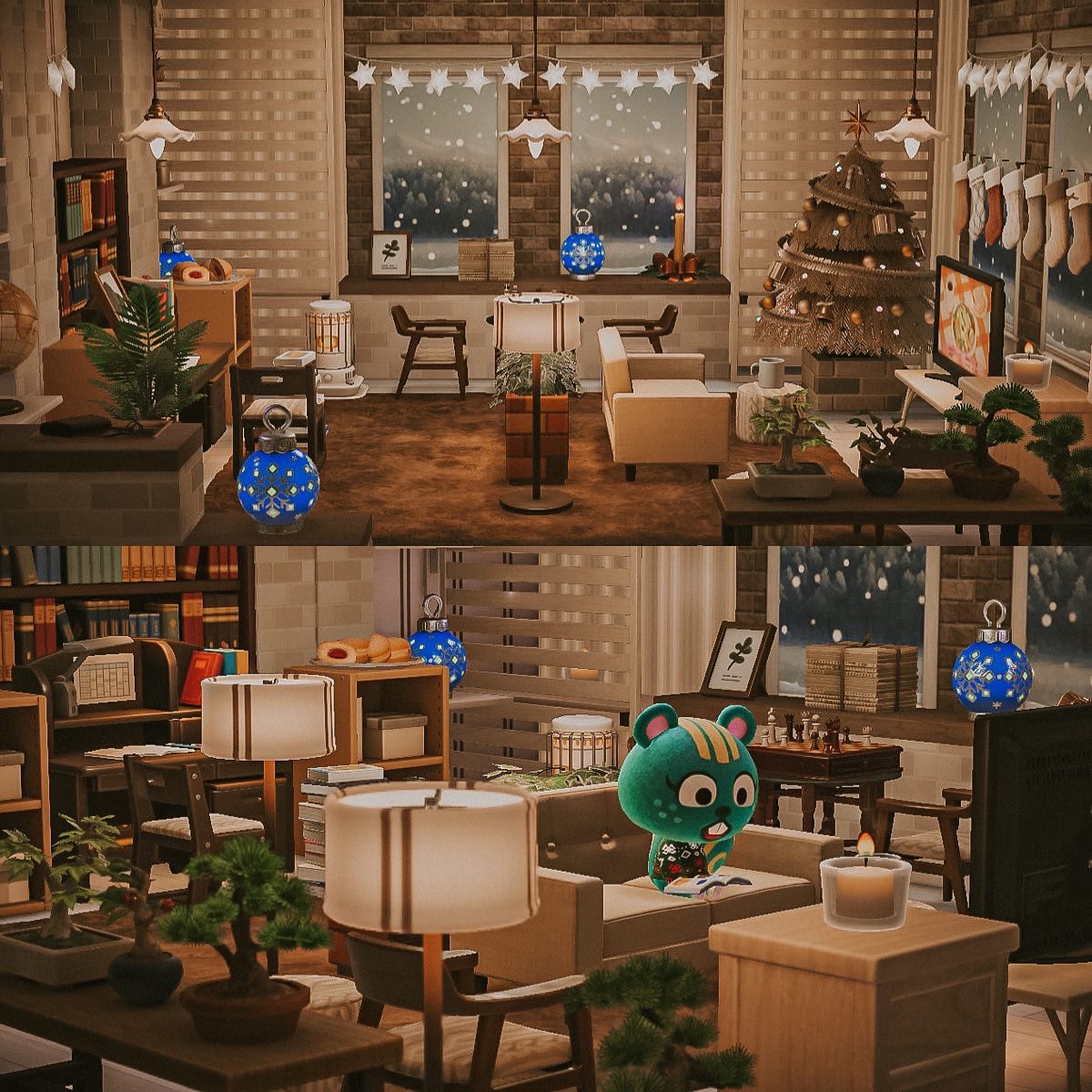 kk__safiya's tweet photo. 💭//:

A Christmas-inspired reading/study nook for Nibbles~ 🎄🐿✨

#ACNH  #ACNHDesign #acnhinspo #AnimalCrossing #nintentoswitch #acnhphotography https://t.co/hbEthOhKZR