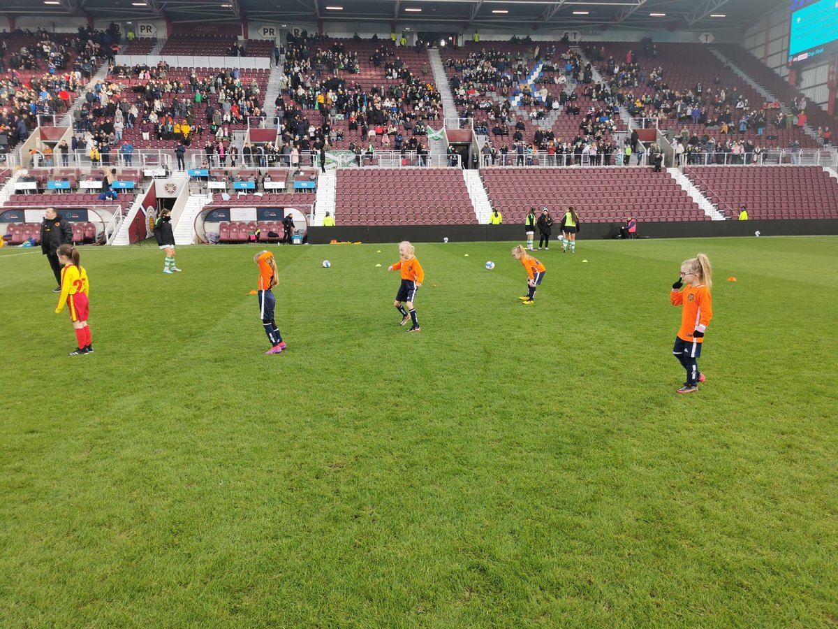 FairmuirGirls's tweet photo. What a day for 4 of our girls as they got to play on tynecastle as part of the half time entertainment for the @SWPL Cup final. A day they won't forget. https://t.co/IX86EhPRSp