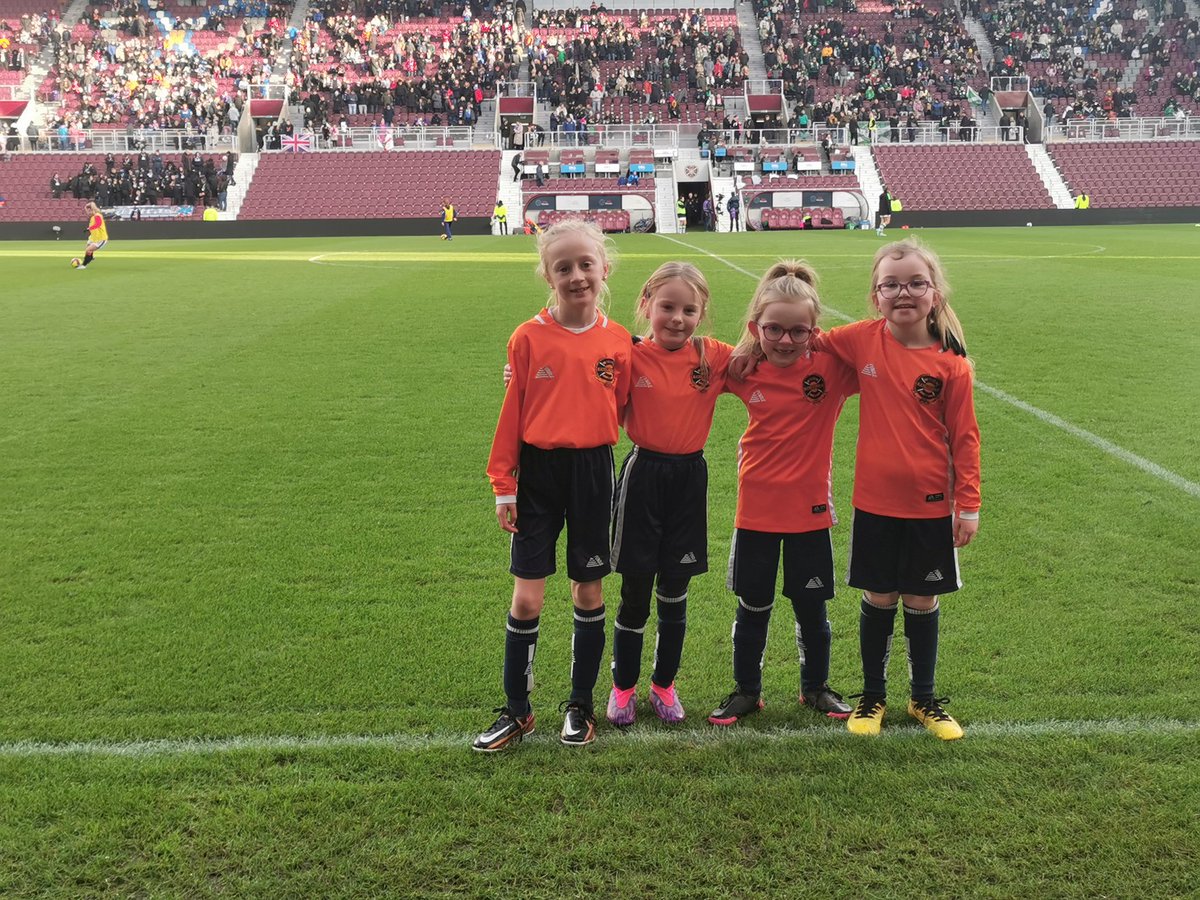 FairmuirGirls's tweet photo. What a day for 4 of our girls as they got to play on tynecastle as part of the half time entertainment for the @SWPL Cup final. A day they won't forget. https://t.co/IX86EhPRSp