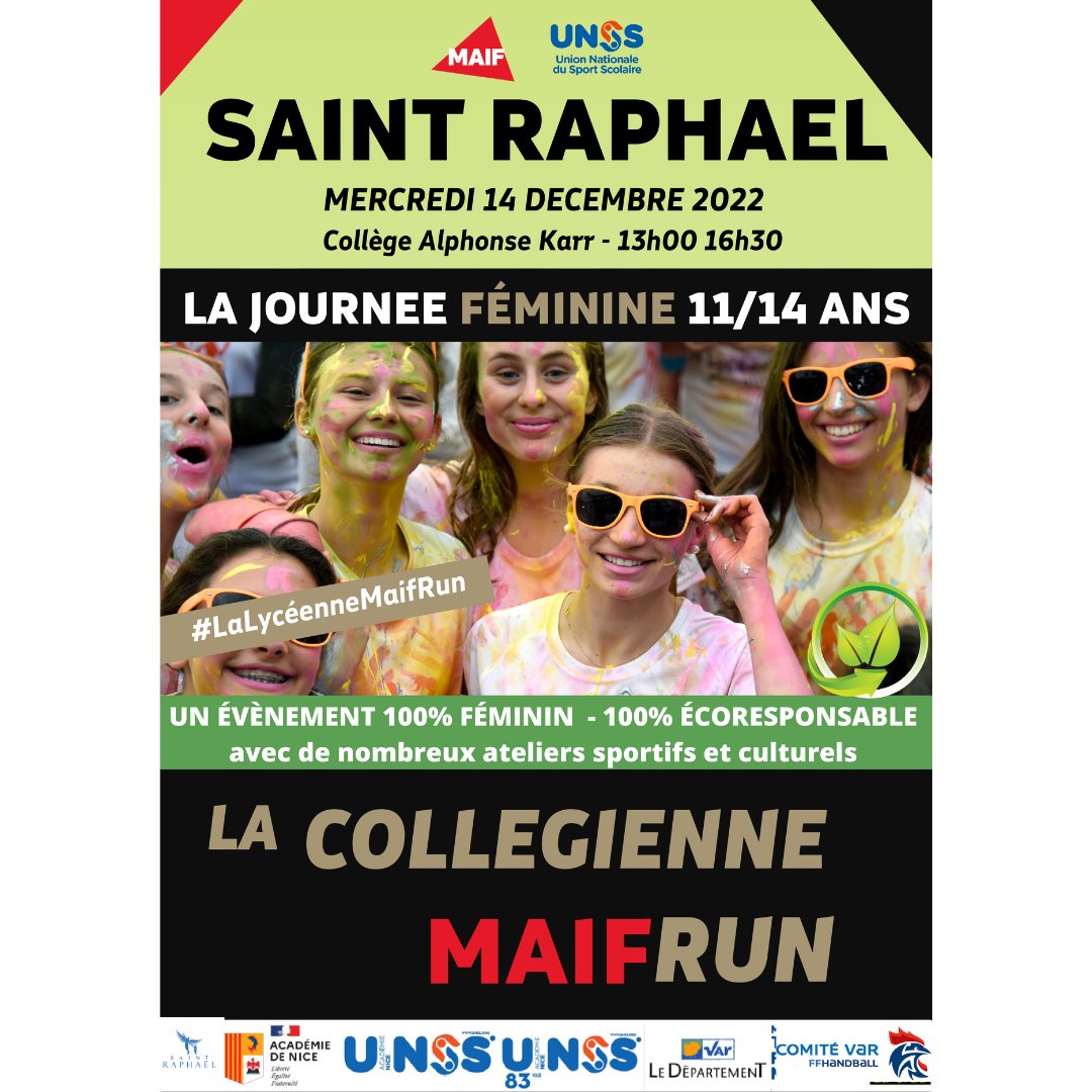 Unss_Nice's tweet photo. J-3 avant la collégienne MAIF Run organisée par @UnssVar83  @Unss_Nice, un événement 100% féminin et 100% écoresponsable, à Saint Raphaël. Au programme, Hand à 4 ! @MaRegionSud @AcademieNice @MAIF @unss @giraultolivier1 @dasen_sieye @NatachaChicot @StRaphael_Var https://t.co/A7juv31geO