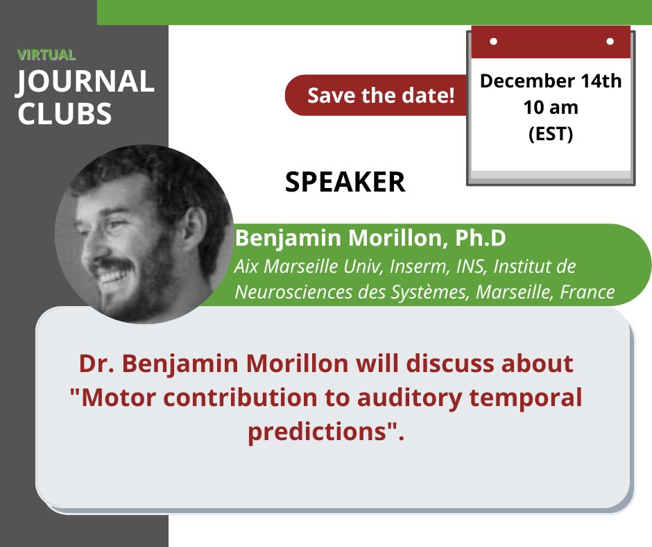 Join us this December 14th for the last session of our virtual Journal Club with Benjamin Morillon. 🧠⏰ #TRFvJC #Timeperception

Registration  ⬇️
mailchi.mp/94fdade10716/x…