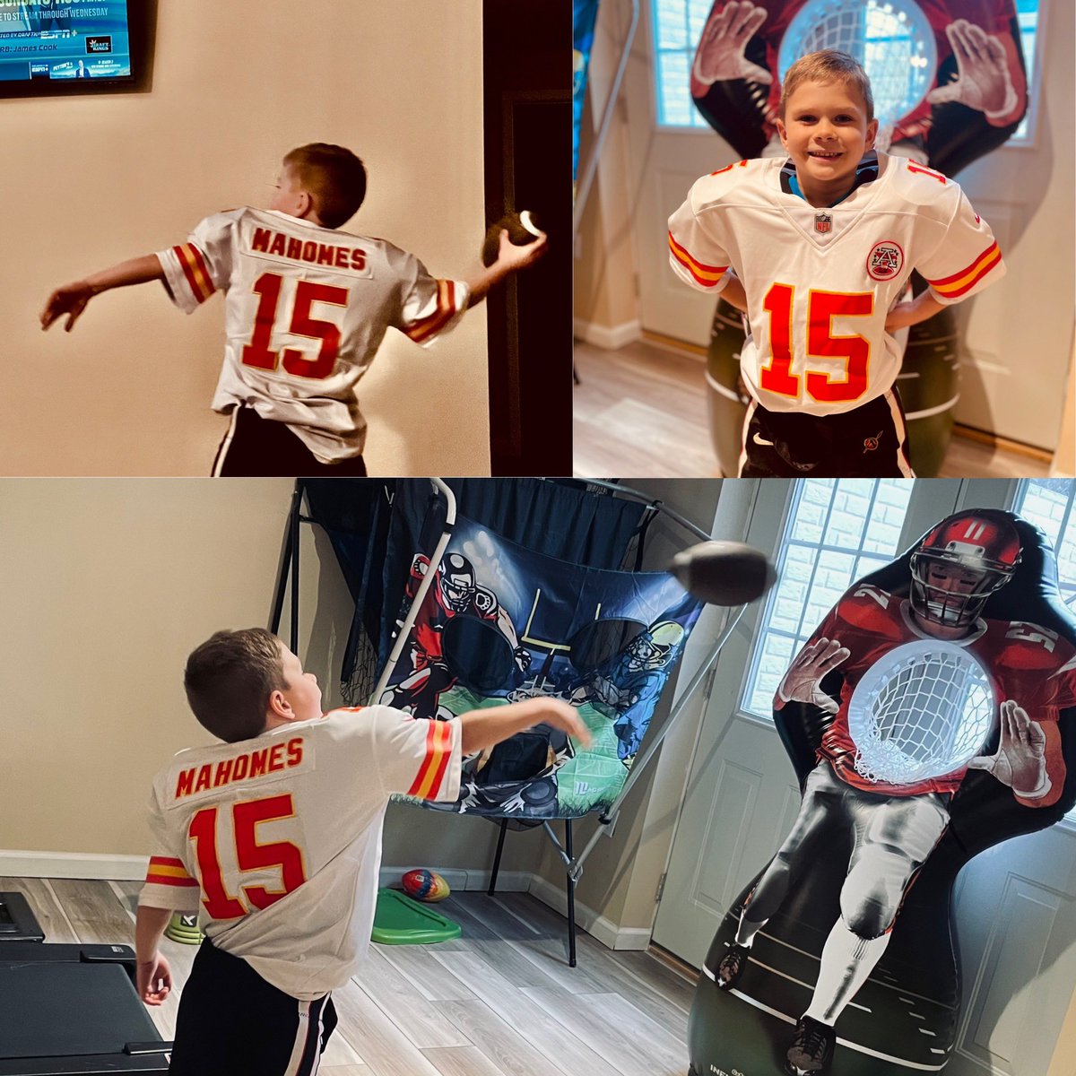 Sunday morning 6 year old workout 🏈 <a href="/PatrickMahomes/">Patrick Mahomes II</a> #1fan <a href="/Chiefs/">Kansas City Chiefs</a>