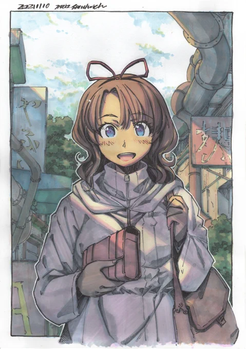 出かけた先で描いた絵を仕上げたシリーズ。線画のまま終わりにすることもありますが、塗りまで行ったものも結構あります。色紙は持ち歩くのにあまり向かないので、A4の画用紙が多いです。#出先絵 #水彩 #狐娘 #アナログ絵 #気まぐれ再掲 