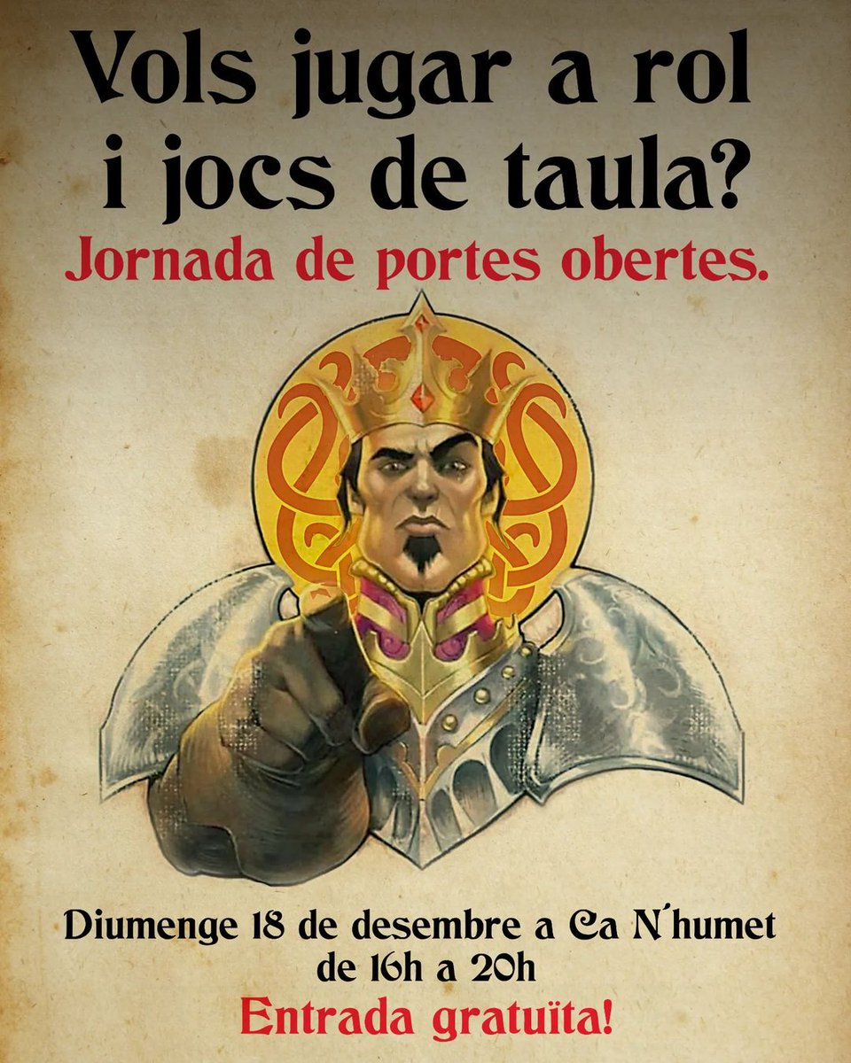 Si tens més de 16 anys, aquest diumenge 18.12 t'esperem a les 16h a Can Humet per gaudir amb tu dels més divertits i variats jocs de rol i taula: jocs temàtics, familiars, de cartes, parties....
No deixis de consultar-nos els teus dubtes per aquí o via missatge privat!
#elmasnou