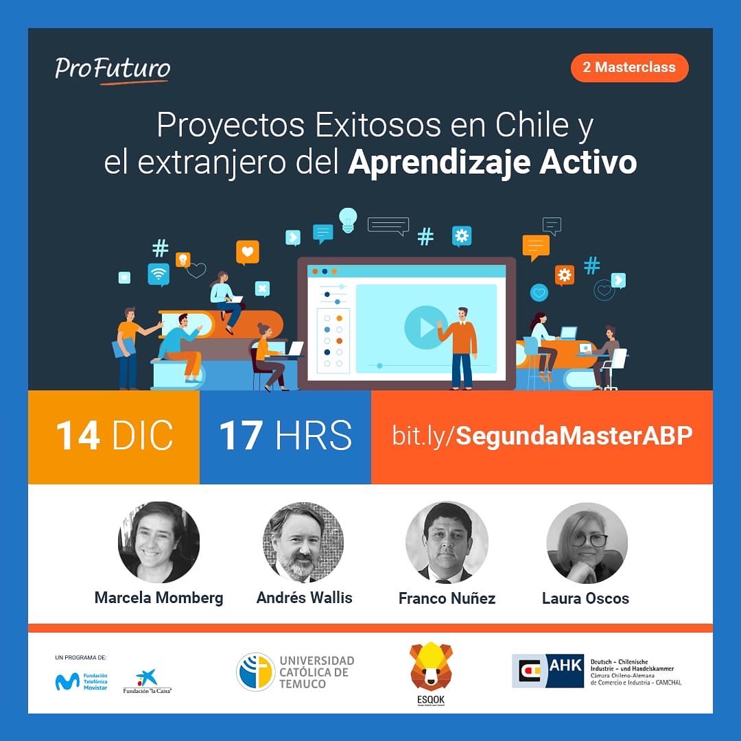 marcelamomberg's tweet photo. Y este 13 de Diciembre desde la experiencia pedagógica y con un maravilloso equipo de profesionales #Massiel #Valeska #FrancoNuñez damos inicio al #DiplomadoenMetodologiasActivas de @FTMovistarCL @ProFuturo_ gratuito, online y certificado. Los esperamos 🙌 https://t.co/VQnhq4e0vY