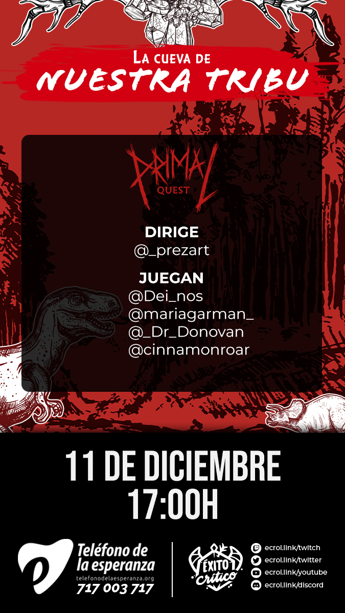 ExitoCritico's tweet photo. Voy tarde avisando, pero estamos emitiendo LA CUEVA DE NUESTRA TRIBU, una aventura dirigida por @_prezart de Primal Quest.
Juegan: @Dei_nos , @mariagarman_ , @_Dr_Donovan y @cinnamonroar
¡Llevan un rato pero aún podéis venir a ver!
#RPLE2022 💚💚💚
https://t.co/89UPvcvz2V https://t.co/mxZ71CYQ0q