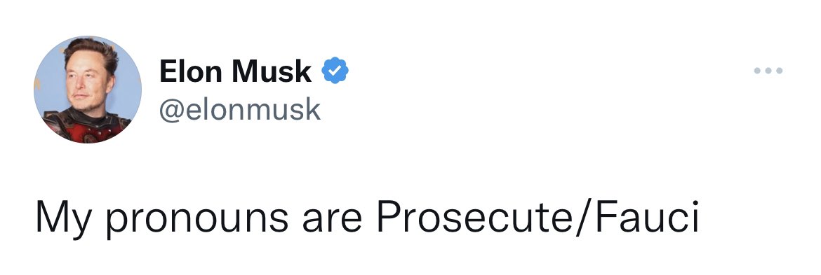 iamgabesanchez's tweet photo. Elon Musk has never been able to create something on his own, so he just takes from others.

This time, it’s a reductive “joke” that we’ve heard from Republican idiots like Ted Cruz and Lauren Boebert.

And don’t forget, this “genius” thought COVID would go away in April 2020. https://t.co/zNgKWknmPj