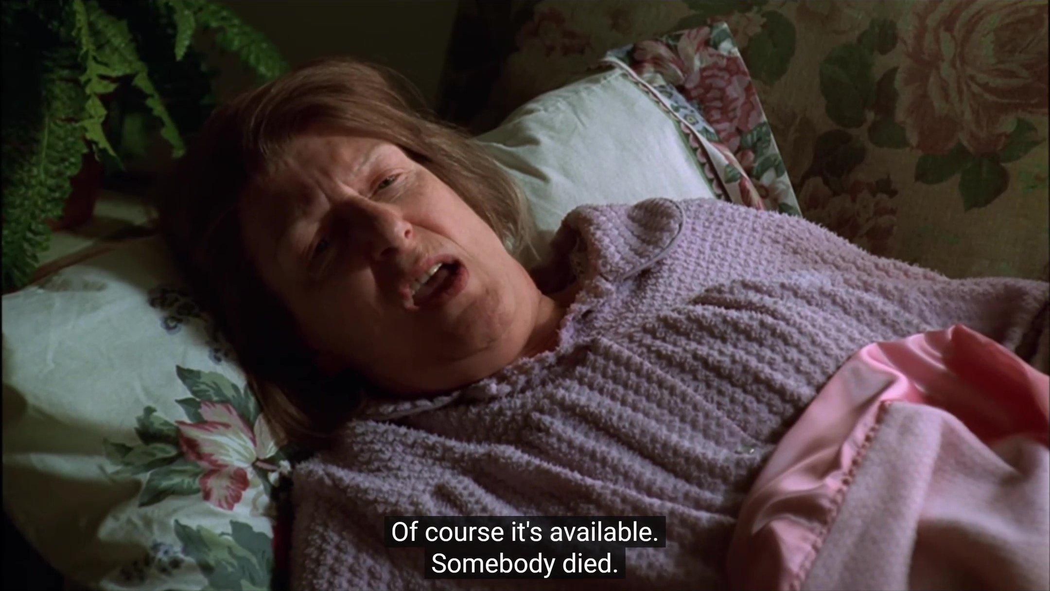 livia soprano is telling tony that of course a room is available because somebody died.