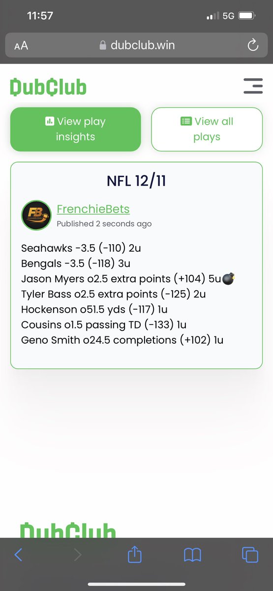 FrenchieBets's tweet photo. The full #NFL card for today in pic below‼️
Including the 💣 like if tailing‼️
Let’s have another MF day today‼️
#FrenchieBets #FanDuel #DraftKings #GamblingTwitter #SportsBets #SportsBetting #SportsBetingPicks #SportsBettingTips #SportsBettingAdvice https://t.co/Yj5rNHvrR5