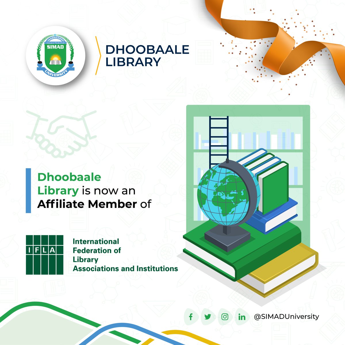 Congratulations! SIMAD University Dhoobaale Library joins the <a href="/IFLA/">IFLA</a>- International Federation of Library Associations and Institutions, the global voice of the library and information profession. #WeAreIFLA