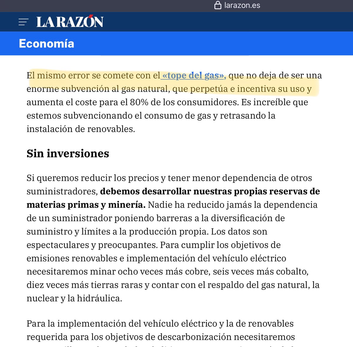 Breakevennnnnnn's tweet photo. @LuisfePu239 Continúa diciendo que el mecanismo de gas aumenta el coste un 80%

Se puede ser más animal? En serio el mecanismo está aumentando el coste de generación un 80%?

Es horrible, hombre,no se pueden soltar esas mentiras así como así.. dónde está la deontología y la ética profesional? https://t.co/4L02PxmScy