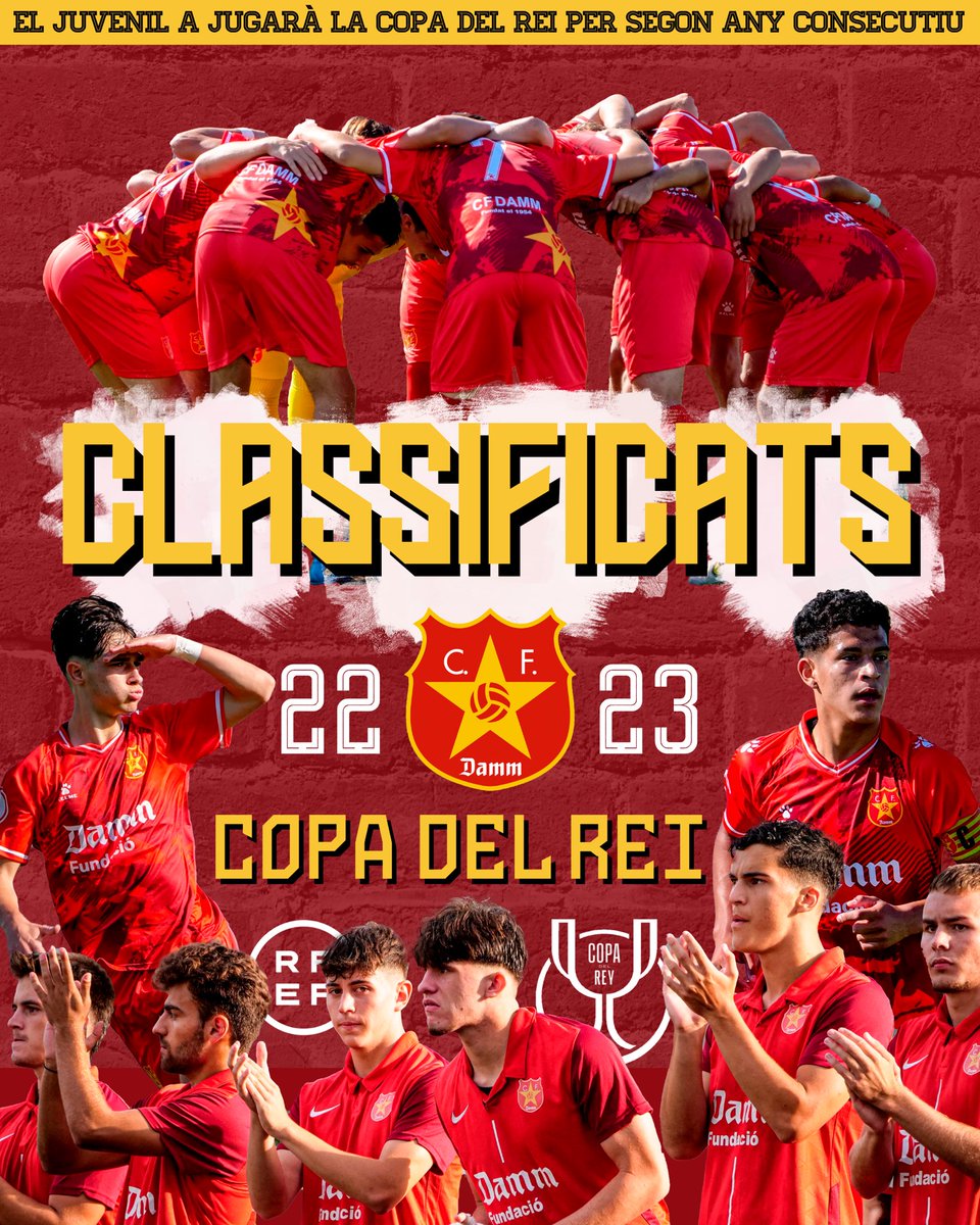 CFDamm's tweet photo. 🤩 HO HEM TORNAT A FER!!!

🏆 El Juvenil A jugarà la Copa del Rei per segona temporada consecutiva!

🙌🏻🔴 Enhorabona equipàs!!! https://t.co/h3gxPbl8p0
