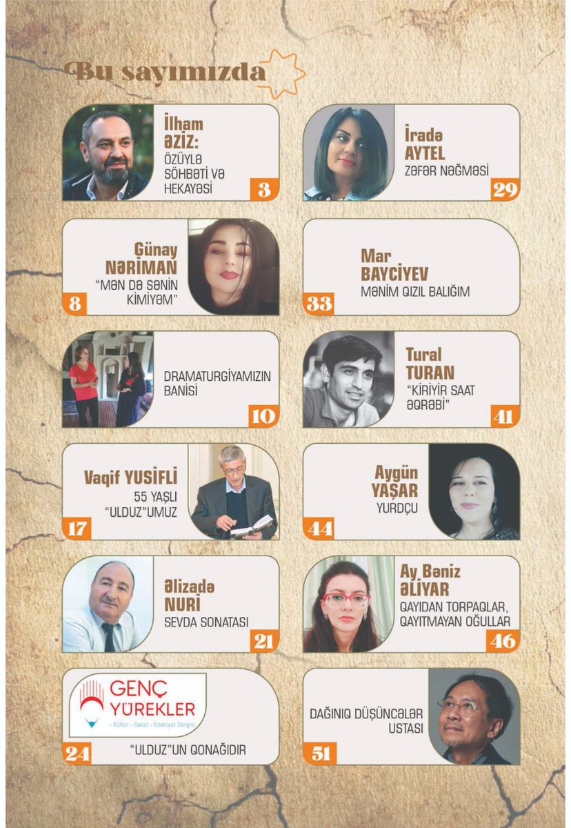muhterem_sahin's tweet photo. #Azerbaycan #Bakü'de çıkan kardeş dergi #Ulduz, son sayısında Genç Yürekler dergimizde yayımlanan üç esere yer verdi. Biri, "Gençliğe Sesleniş" adlı yazım, "GƏNCLİYƏ MÜRACİƏT" başlığıyla neşredildi. Baş Editör Qulu Ağses Bey'e ve Resmiyye Sabir Ablaya şükranlarımı sunuyorum.⚘📚 https://t.co/mtlmHQSsGc