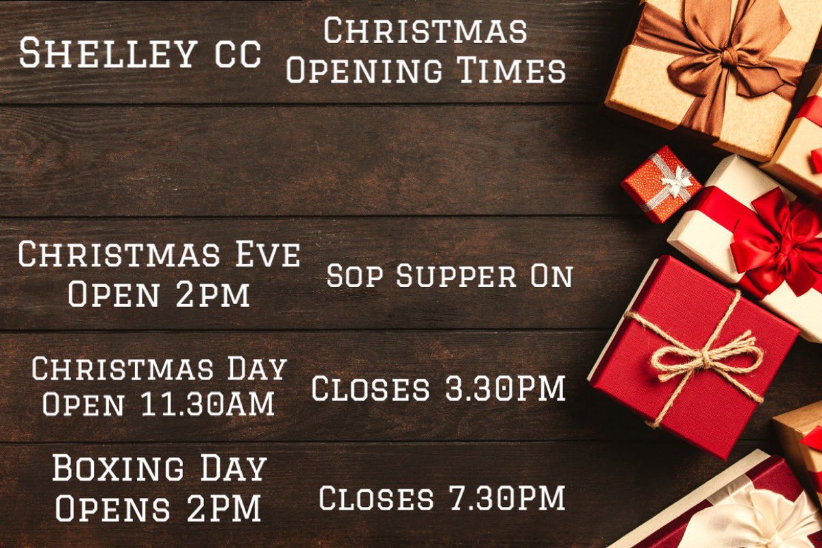 ShelleyCricket's tweet photo. 2 weeks to Christmas and we thought we would announce our opening times for the festive period!🎄🎁 https://t.co/zznZwjDoIi