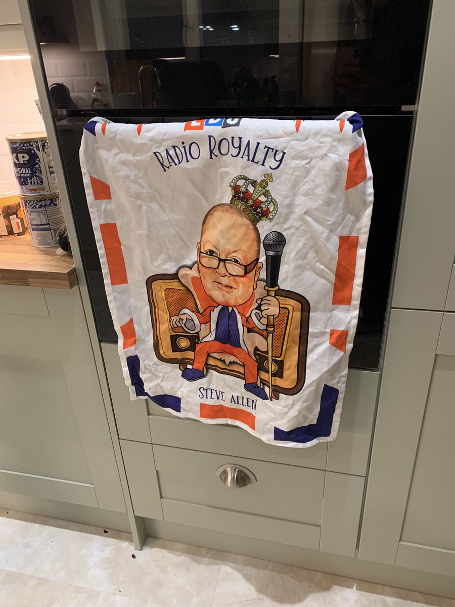 agent__adam's tweet photo. It’s arrived… my very own Steve Allen tea towel @lbc @steveallenshow https://t.co/HbGkY2OKv2