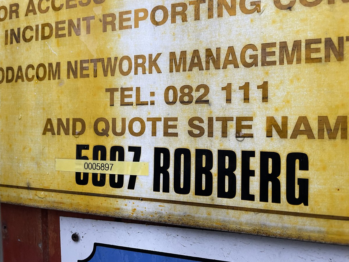 dr_nadav's tweet photo. @Vodacom Your tower is down. We have no call reception nor data. Power not restored after loadshedding and tower is now at risk of vandalism. Site 0005897 https://t.co/wB4CfjF27K