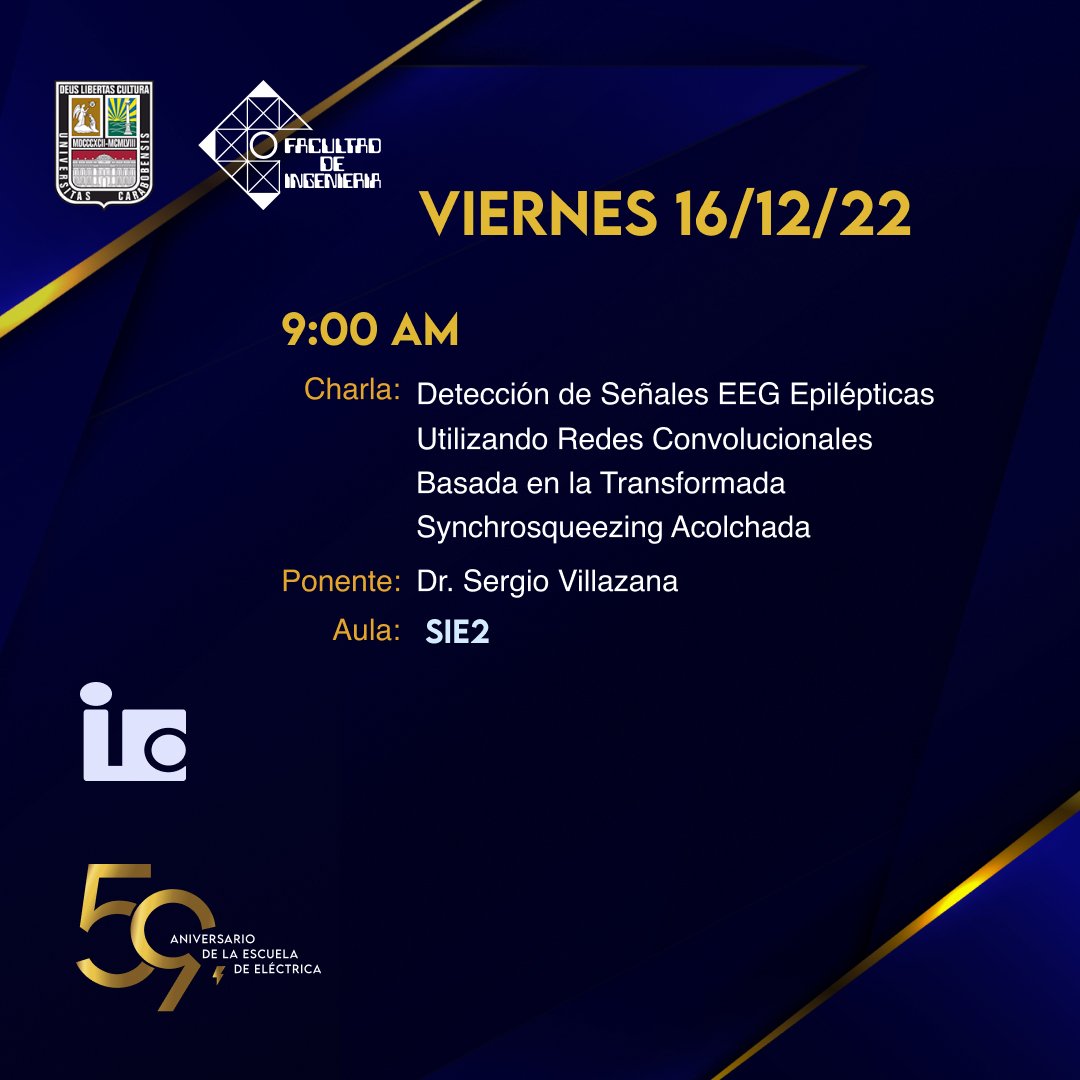 aidaperezr76's tweet photo. Invitación a la Semana Aniversario de la Escuela de Ingenieria Eléctrica de la Universidad de Carabobo. 
Del 12 al 16 de diciembre de 2022. Evento abierto.
Viernes 16-12-22 https://t.co/x5jskTn4KZ