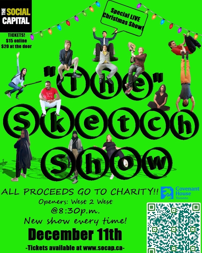 #Toronto Friends and internet strangers!!! Come have a laugh and support a great cause! <a href="/CovenantHouseTO/">covenanthouseto</a>. "The" Sketch Show LIVE Holiday Special is tonight 🎄🎁🎉 Proceeds go to Charity. We have Songs and Sketches, #comedy and Special Guests! 8:30PM tonight <a href="/TheSoCap/">SoCap Comedy</a>