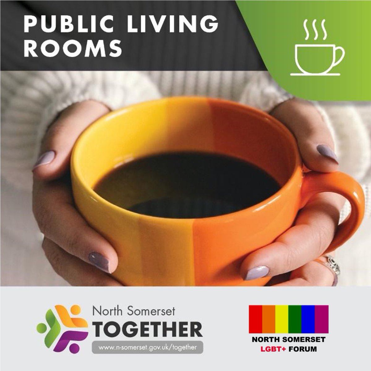 We’re open to anyone who needs a warm space this winter. We’re one of over 40 public living rooms in North Somerset where you can grab a cuppa, have a chat and keep warm. We’re open 12-5pm on Weds & Fri, 68 Meadow Street BS23 1QN. #NorthSomersetTogether #keepwarm #fancyacuppa