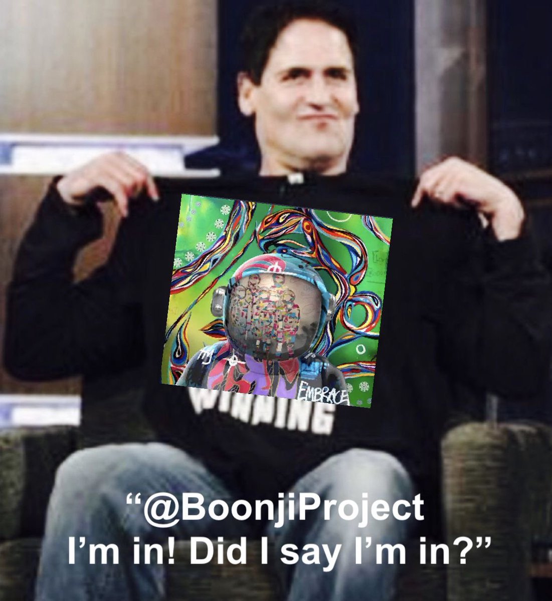 RedDevilBTC's tweet photo. #BoonjiSharkTank Ep. 320 with @mcuban ft. @BoonjiProject token ID# 320
Body: Space πͺ
Visor: Spaceboy π©βπ
Ear: Eject
Background: River
Come join the #boonjiproject #communji
#nftmemes #NFTshills #nfts #NFTCollection #nftcommunity #BrendanMurphy #SuperBoonji https://t.co/r9SF4AIeiG