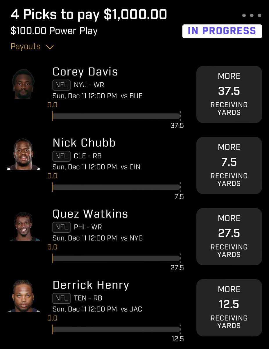 SummitBets's tweet image. PP Power Rec Yards

Last few PP entries all lose by one leg, let’s swing the luck today 🪓🪓🪓