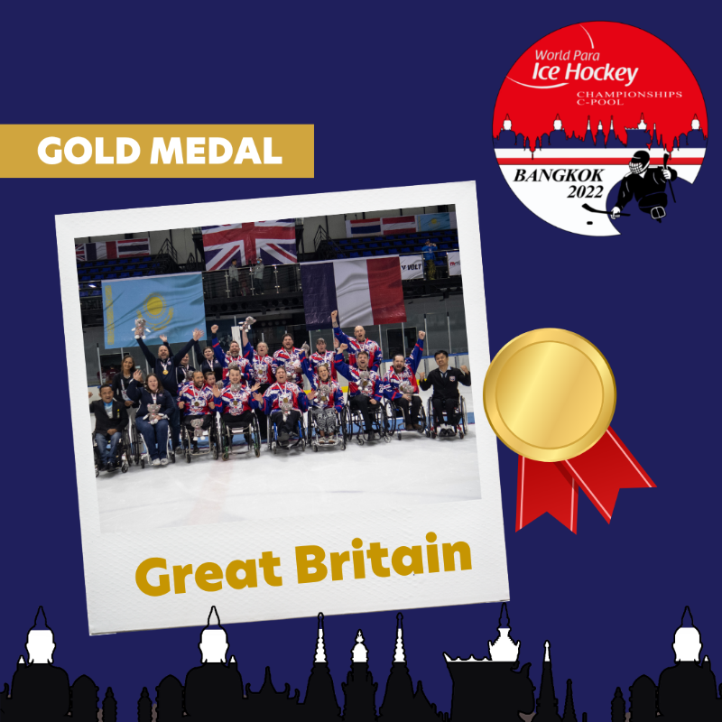 paraicehockey's tweet photo. 🇬🇧 Team Great Britain win GOLD! 🥇

Great Britain top the table in a convincing manner, not conceding a single goal throughout the tournament! ❌❌❌❌

#Bangkok2022 | #CPool | #ParaIceHockey