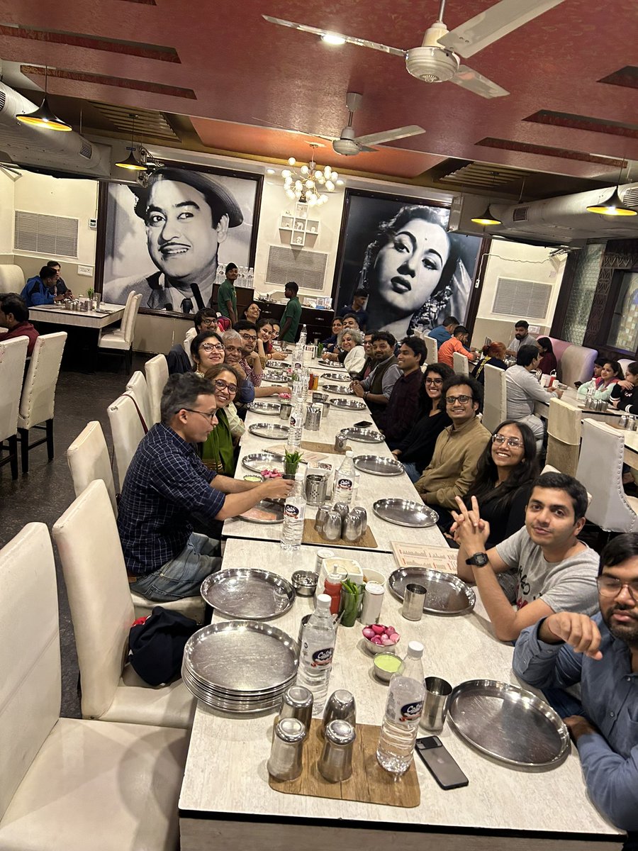_ADeshpande's tweet photo. Ashoka econ conferences combine work and fun. Day 1 ends with a fabulous meal @ Gulshan dhaba @ Murthal with gorgeous Kishore Kumar and Madhubala watching over us. So lovely to reconnect with @sharanidli, Lakshmi Iyer, Prachi Mishra, and so many others. https://t.co/unA2pXBLcK