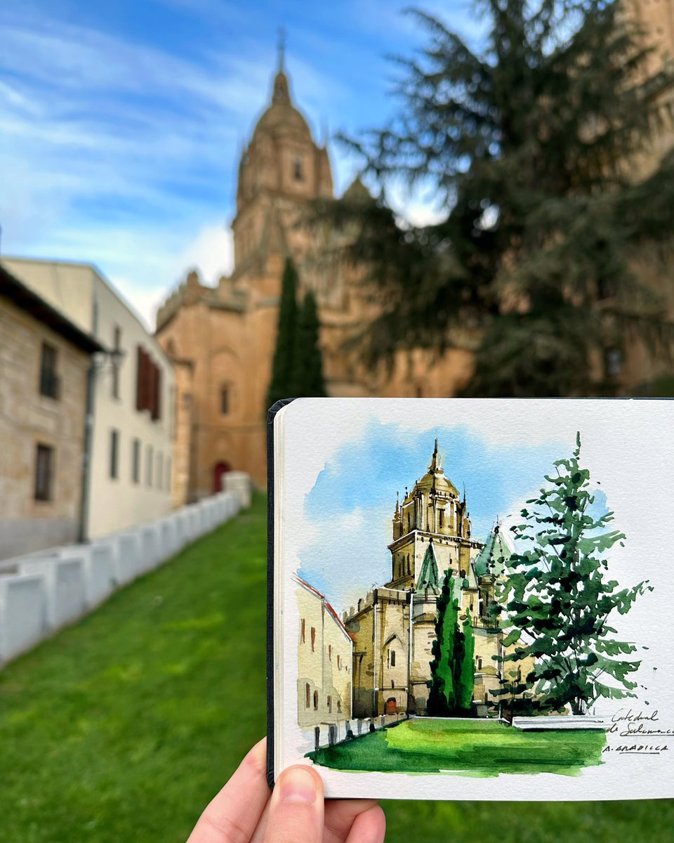 AliciaAradilla's tweet photo. Fin de semana pintando en Salamanca 😊 Estas son las tres acuarelas que he hecho en mi cuaderno de viaje #Salamanca #watercolor https://t.co/kf4YsbxpfH