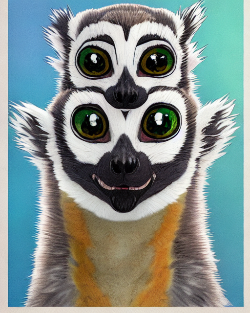 MSauther's tweet photo. I used a free AI art generator - I put in "ring-tailed lemur mother and infant in Anime style" and got this creepy hybrid lemur! https://t.co/nTlhoH2JRQ