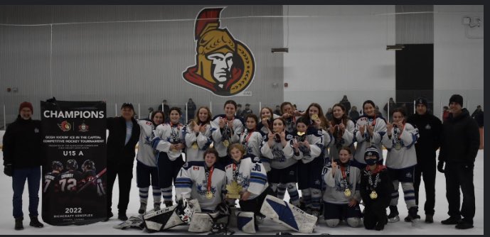 GOLD for ⁦<a href="/OGHAhockey/">OGHA - Ottawa Girls Hockey Association</a>⁩ U15A ⁦<a href="/GC_Girls_Hockey/">GCGH</a>⁩ Kickin Ice in the Capital tournament! Congrats! ⁦@OttawaJrLady67s⁩ ⁦<a href="/Sensplex/">Sensplex</a>⁩