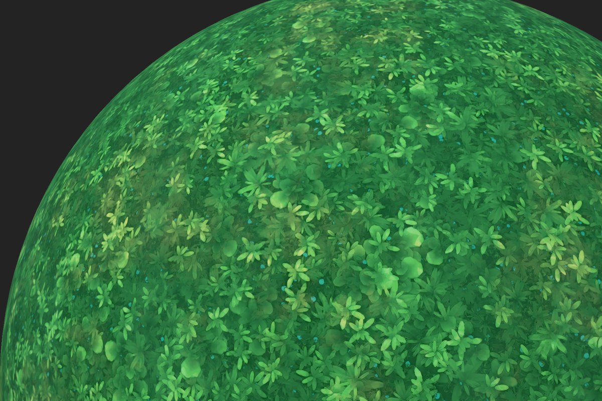 Another iteration of a procedural grass. Try to catch "handpainted effect". 

#madewithsubstance #gamedev #gameart #material  
<a href="/Substance3D/">Adobe Substance 3D</a>