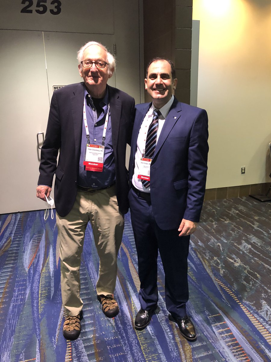 Dr_AmerZeidan's tweet photo. Nine years between the 2 photos in #ASH13 & #ASH22 but dr Peter Greenberg remains one of my favorite #MDSsm heros https://t.co/YPAWbKgzbv