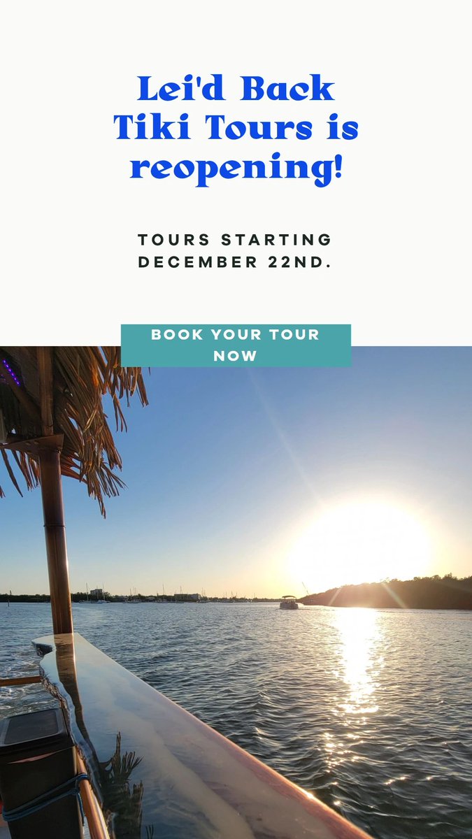 leidbacktiki's tweet image. Grand reopening! Rebuilding has been slow at our and every marina, but we are starting tours on December 22nd!  Come out for a day trip or sunset tour.  Enjoy a 90 minute tiki boat ride! 

#floridastrong #fmbstrong #swfstrong