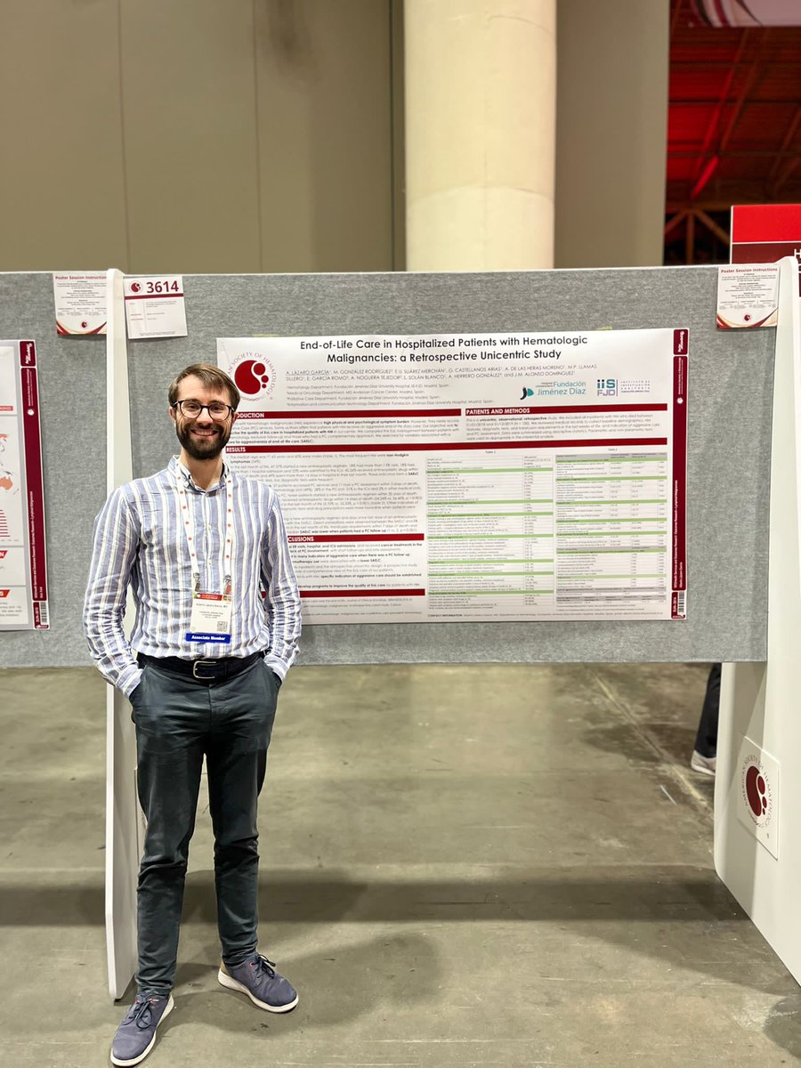 AlbertoLazaroG's tweet photo. Prepared to present our poster entitled "End-of-life care in hospitalized patients with hematologic malignancies" in #ASH2022 @Margrod4 @UsuarezMD @Hospital_FJD https://t.co/MXoaHehGFr
