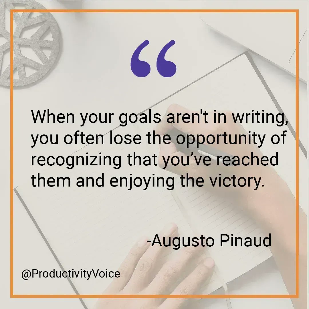When your goals aren't in writing, you often lose the opportunity of recognizing that you've reached them and enjoying the victory.

#nooffice
#homeoffice
#workfromhome
#nozbeteams
#ipadonly
#personalproductivity
#productivity 
#GTD