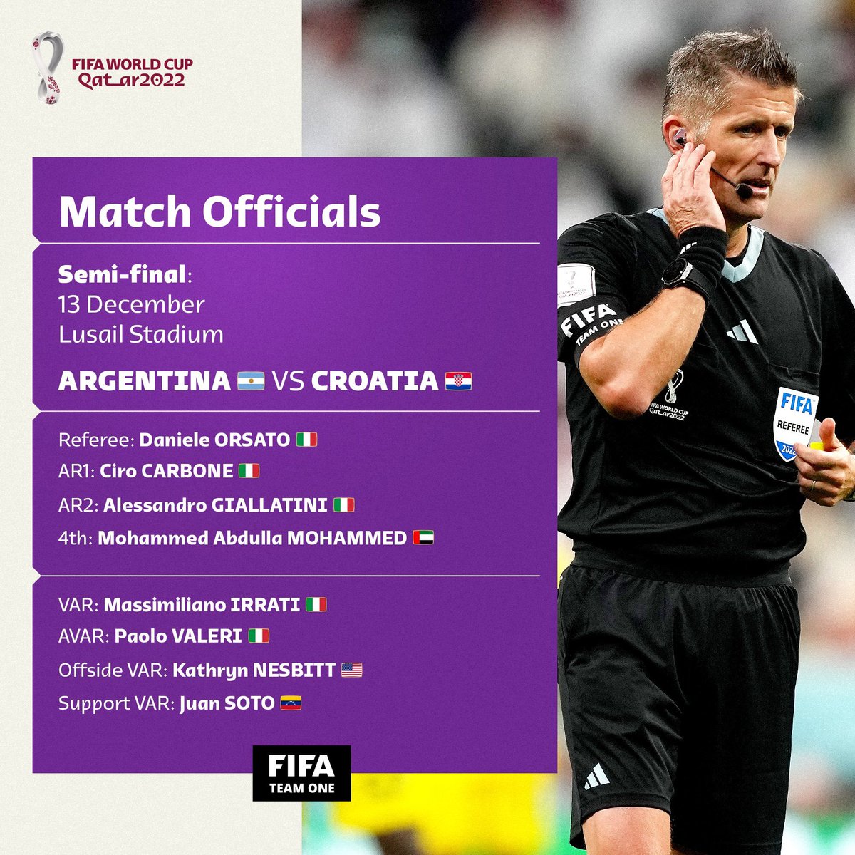 Naranjazos10's tweet photo. 🚨 El venezolano Juan Soto sigue de protagonista en el Mundial de Qatar 2022

Estará como Support VAR en la semifinal Argentina vs Croacia https://t.co/Wlh7x4DkOT