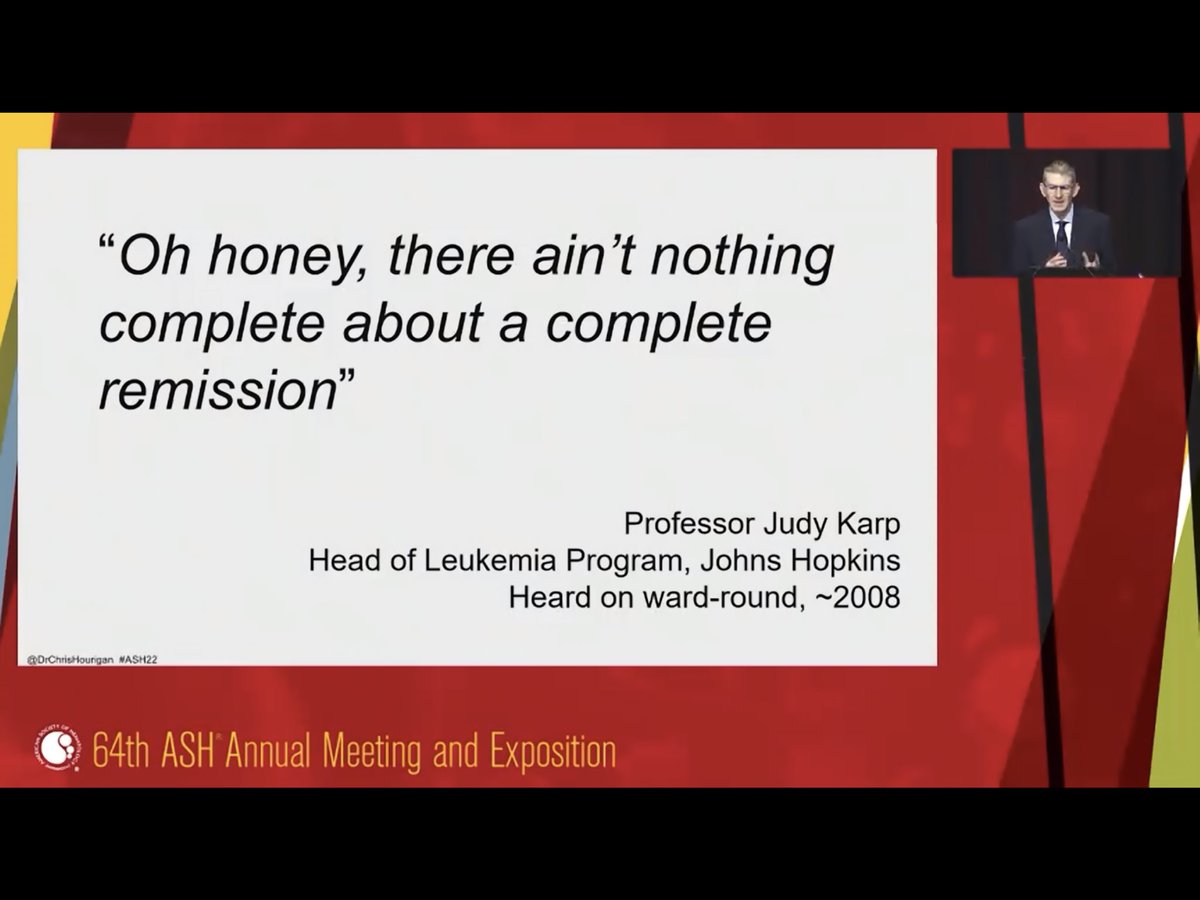 Keith W Pratz MD (@pratzkw) on Twitter photo <a href="/DrChrisHourigan/">Chris Hourigan</a> presenting words of wisdom from our great mentor Judy Karp at the #ASH22 AML education session. <a href="/DrChrisHourigan/">Chris Hourigan</a> presenting words of wisdom from our great mentor Judy Karp at the #ASH22 AML education session.