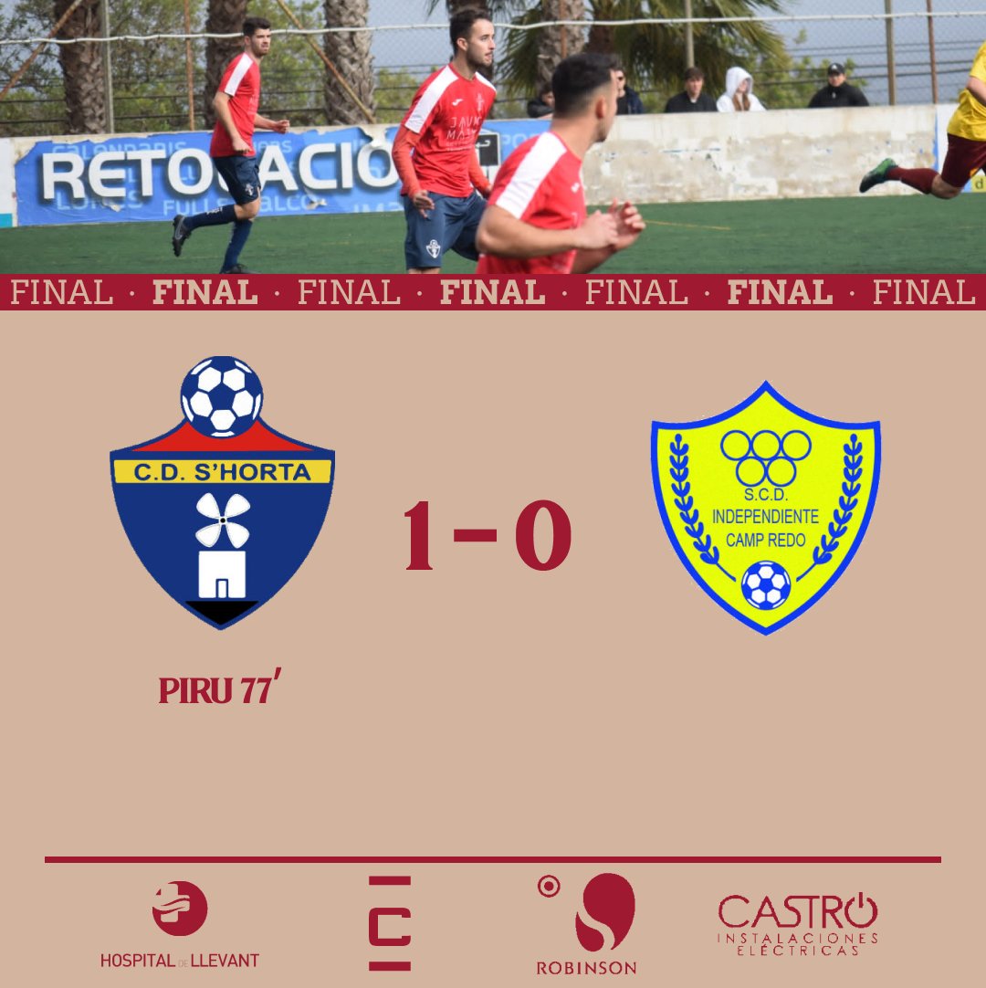 NOVA VOLTA, NOVA VICTÒRIA

⚽️ L'equip amateur s'imposa a l' <a href="/inde/">Mari Menjón</a>.campredo amb un gol de Piru al final del partit

🆕 Amb l'entrada a la nova volta de lliga tornam al camí de la victòria!

#TotAlVermell♦️