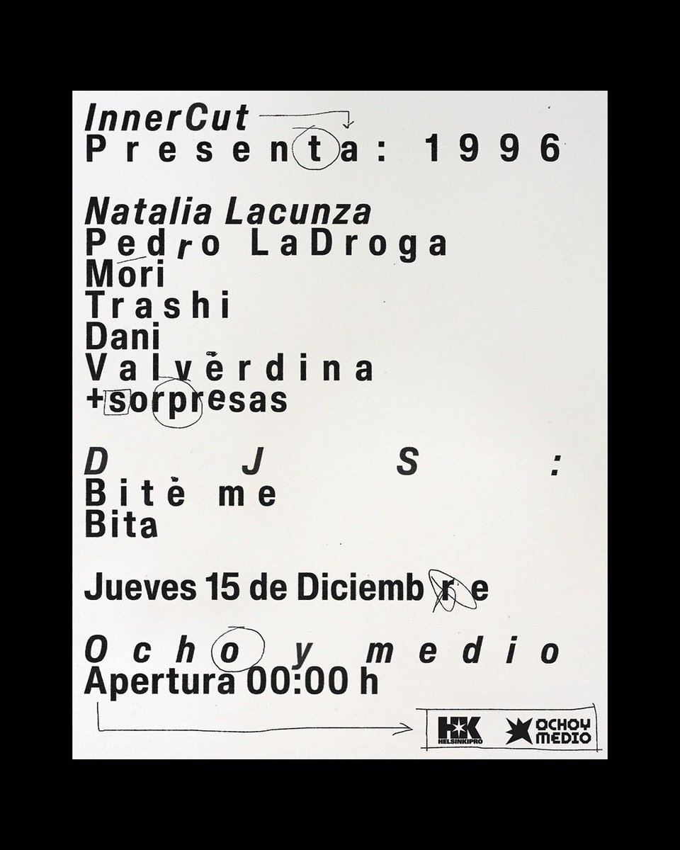 ¡EL PRÓXIMO JUEVES ABRIMOS! 💥 <a href="/inner_cut/">InnerCut</a> se viene a presentar en formato dj set su nuevo trabajo con todxs estxs invitadxs y más sorpresas 🤫 Inicio 00:45 aprox ¡Se viene fueeerte! Además también <a href="/BiteMe_DJ/">BiteMe DJ (Diego)</a> y Bita ¡Entradas anticipadas ya a la venta! 

🎫 bit.ly/tw_ochoymedio_…