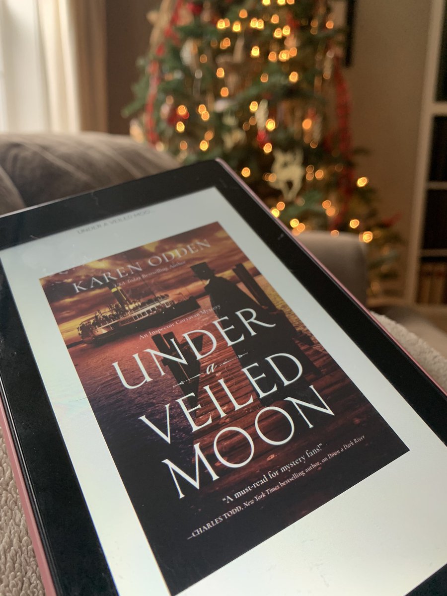 This afternoon, I’m tucked in finishing UNDER A VEILED MOON by Karen Odden. Look for my review tomorrow: thequillink.com/blog #UnderaVeiledMoon #InspectorCorravanMystery #HistoricalMystery #VictorianMystery  #DetectiveMystery